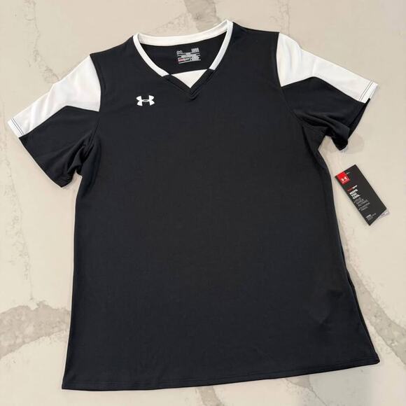 Under Armour Tops - Under Armour NWT Athletic Heat Gear Soccer Jersey Women’s Size Large Loose Fit